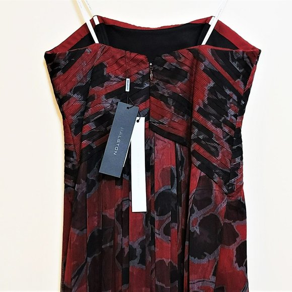 NWT Halston Strapless Floral Print Pleated Gown Maxi Dress - Picture 5 of 7